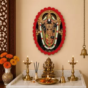 Lord Venkateswara Wall Decorative Showpiece 6 X 8 Inch | 4 MM MDF Wooden Glossy Sublimation Print | Back Hook Wall Hanging | Home Temple & Living Room Decor (F57258)