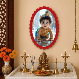 Krishna Wall Decorative Showpiece 6 X 8 Inch | 4 MM MDF Wooden Glossy Sublimation Print | Back Hook Wall Hanging | Home Temple & Living Room Decor (F57296) Krishna Wall Decorative Showpiece 6 X 8 Inch | 4 MM MDF Wooden Glossy Sublimation Print | Back Hook Wall Hanging | Home Temple & Living Room Decor (F57296)