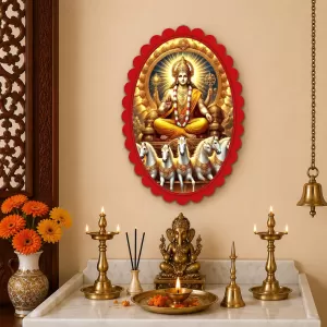Lord Surya Wall Decorative Showpiece 6 X 8 Inch | 4 MM MDF Wooden Glossy Sublimation Print | Back Hook Wall Hanging | Home Temple & Living Room Decor (F57298) Lord Surya Wall Decorative Showpiece 6 X 8 Inch | 4 MM MDF Wooden Glossy Sublimation Print | Back Hook Wall Hanging | Home Temple & Living Room Decor (F57298)