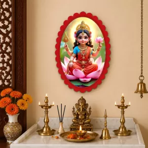 Lakshmi Wall Decorative Showpiece 6 X 8 Inch | 4 MM MDF Wooden Glossy Sublimation Print | Back Hook Wall Hanging | Home Temple & Living Room Decor (F57300) Lakshmi Wall Decorative Showpiece 6 X 8 Inch | 4 MM MDF Wooden Glossy Sublimation Print | Back Hook Wall Hanging | Home Temple & Living Room Decor (F57300)