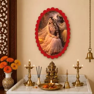 Radha And Shree Krishna Wall Decorative Showpiece 6 X 8 Inch | 4 MM MDF Wooden Glossy Sublimation Print | Back Hook Wall Hanging | Home Temple & Living Room Decor (F57303) Radha And Shree Krishna Wall Decorative Showpiece 6 X 8 Inch | 4 MM MDF Wooden Glossy Sublimation Print | Back Hook Wall Hanging | Home Temple & Living Room Decor (F57303)