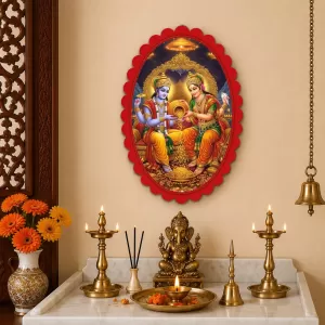 Lord Ganesha And Shree Krishna Wall Decorative Showpiece 6 X 8 Inch | 4 MM MDF Wooden Glossy Sublimation Print | Back Hook Wall Hanging | Home Temple & Living Room Decor (F57304) Lord Ganesha And Shree Krishna Wall Decorative Showpiece 6 X 8 Inch | 4 MM MDF Wooden Glossy Sublimation Print | Back Hook Wall Hanging | Home Temple & Living Room Decor (F57304)
