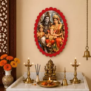 Shiva Wall Decorative Showpiece 6 X 8 Inch | 4 MM MDF Wooden Glossy Sublimation Print | Back Hook Wall Hanging | Home Temple & Living Room Decor (F57319)