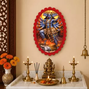 Goddess Kali Wall Decorative Showpiece 6 X 8 Inch | 4 MM MDF Wooden Glossy Sublimation Print | Back Hook Wall Hanging | Home Temple & Living Room Decor (F57324)
