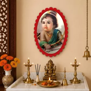 Krishna Wall Decorative Showpiece 6 X 8 Inch | 4 MM MDF Wooden Glossy Sublimation Print | Back Hook Wall Hanging | Home Temple & Living Room Decor (F57331) Krishna Wall Decorative Showpiece 6 X 8 Inch | 4 MM MDF Wooden Glossy Sublimation Print | Back Hook Wall Hanging | Home Temple & Living Room Decor (F57331)