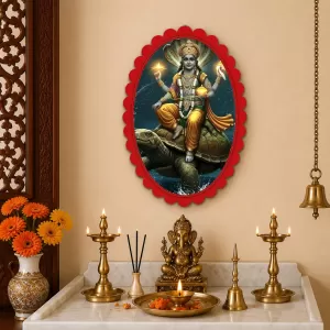 Vishnu Wall Decorative Showpiece 6 X 8 Inch | 4 MM MDF Wooden Glossy Sublimation Print | Back Hook Wall Hanging | Home Temple & Living Room Decor (F57345) Vishnu Wall Decorative Showpiece 6 X 8 Inch | 4 MM MDF Wooden Glossy Sublimation Print | Back Hook Wall Hanging | Home Temple & Living Room Decor (F57345)