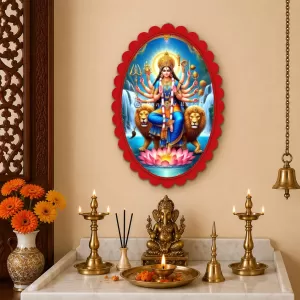 Durga Wall Decorative Showpiece 6 X 8 Inch | 4 MM MDF Wooden Glossy Sublimation Print | Back Hook Wall Hanging | Home Temple & Living Room Decor (F57357) Durga Wall Decorative Showpiece 6 X 8 Inch | 4 MM MDF Wooden Glossy Sublimation Print | Back Hook Wall Hanging | Home Temple & Living Room Decor (F57357)