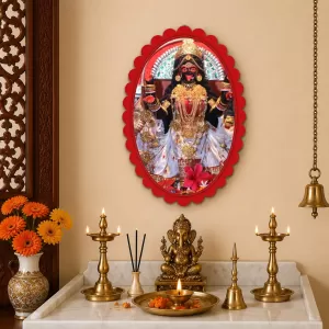 Kali Wall Decorative Showpiece 6 X 8 Inch | 4 MM MDF Wooden Glossy Sublimation Print | Back Hook Wall Hanging | Home Temple & Living Room Decor (F57366)