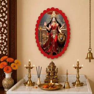 Durga Wall Decorative Showpiece 6 X 8 Inch | 4 MM MDF Wooden Glossy Sublimation Print | Back Hook Wall Hanging | Home Temple & Living Room Decor (F57373) Durga Wall Decorative Showpiece 6 X 8 Inch | 4 MM MDF Wooden Glossy Sublimation Print | Back Hook Wall Hanging | Home Temple & Living Room Decor (F57373)