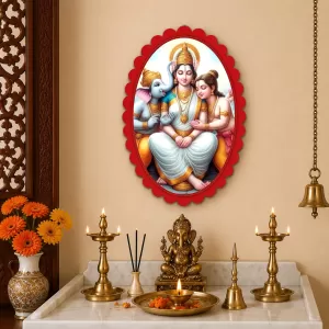 Lord Shiva With Parvati And Lord Ganesha Wall Decorative Showpiece 6 X 8 Inch | 4 MM MDF Wooden Glossy Sublimation Print | Back Hook Wall Hanging | Home Temple & Living Room Decor (F57374) Lord Shiva With Parvati And Lord Ganesha Wall Decorative Showpiece 6 X 8 Inch | 4 MM MDF Wooden Glossy Sublimation Print | Back Hook Wall Hanging | Home Temple & Living Room Decor (F57374)