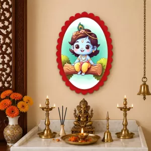 Krishna Wall Decorative Showpiece 6 X 8 Inch | 4 MM MDF Wooden Glossy Sublimation Print | Back Hook Wall Hanging | Home Temple & Living Room Decor (F57385) Krishna Wall Decorative Showpiece 6 X 8 Inch | 4 MM MDF Wooden Glossy Sublimation Print | Back Hook Wall Hanging | Home Temple & Living Room Decor (F57385)