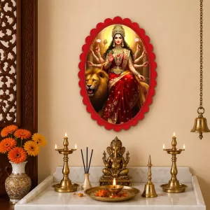 Durga Wall Decorative Showpiece 6 X 8 Inch | 4 MM MDF Wooden Glossy Sublimation Print | Back Hook Wall Hanging | Home Temple & Living Room Decor (F57391) Durga Wall Decorative Showpiece 6 X 8 Inch | 4 MM MDF Wooden Glossy Sublimation Print | Back Hook Wall Hanging | Home Temple & Living Room Decor (F57391)