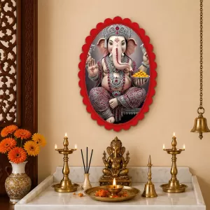 Lord Ganesha Wall Decorative Showpiece 6 X 8 Inch | 4 MM MDF Wooden Glossy Sublimation Print | Back Hook Wall Hanging | Home Temple & Living Room Decor (F57395) Lord Ganesha Wall Decorative Showpiece 6 X 8 Inch | 4 MM MDF Wooden Glossy Sublimation Print | Back Hook Wall Hanging | Home Temple & Living Room Decor (F57395)