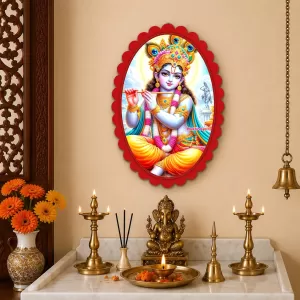 Shree Krishna Wall Decorative Showpiece 6 X 8 Inch | 4 MM MDF Wooden Glossy Sublimation Print | Back Hook Wall Hanging | Home Temple & Living Room Decor (F57400) Shree Krishna Wall Decorative Showpiece 6 X 8 Inch | 4 MM MDF Wooden Glossy Sublimation Print | Back Hook Wall Hanging | Home Temple & Living Room Decor (F57400)