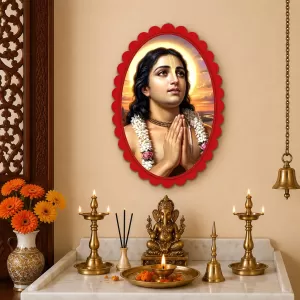 Krishna Wall Decorative Showpiece 6 X 8 Inch | 4 MM MDF Wooden Glossy Sublimation Print | Back Hook Wall Hanging | Home Temple & Living Room Decor (F57442)