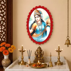 Goddess Ganga Wall Decorative Showpiece 6 X 8 Inch | 4 MM MDF Wooden Glossy Sublimation Print | Back Hook Wall Hanging | Home Temple & Living Room Decor (F57451)