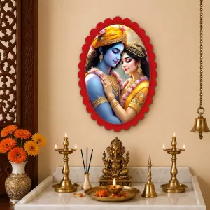Krishna And Radha Wall Decorative Showpiece 6 X 8 Inch | 4 MM MDF Wooden Glossy Sublimation Print | Back Hook Wall Hanging | Home Temple & Living Room Decor (F57458) Krishna And Radha Wall Decorative Showpiece 6 X 8 Inch | 4 MM MDF Wooden Glossy Sublimation Print | Back Hook Wall Hanging | Home Temple & Living Room Decor (F57458)