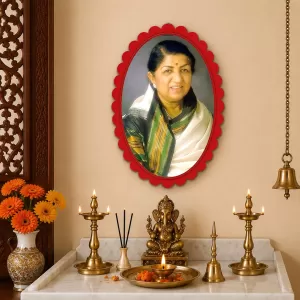 Lata Mangeshkar Wall Decorative Showpiece 6 X 8 Inch | 4 MM MDF Wooden Glossy Sublimation Print | Back Hook Wall Hanging | Home Temple & Living Room Decor (F57461) Lata Mangeshkar Wall Decorative Showpiece 6 X 8 Inch | 4 MM MDF Wooden Glossy Sublimation Print | Back Hook Wall Hanging | Home Temple & Living Room Decor (F57461)