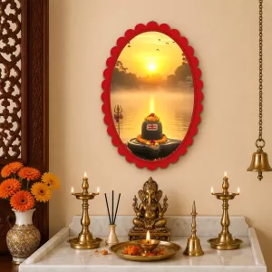 Shiva Wall Decorative Showpiece 6 X 8 Inch | 4 MM MDF Wooden Glossy Sublimation Print | Back Hook Wall Hanging | Home Temple & Living Room Decor (F57472)