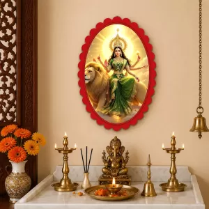 Durga Wall Decorative Showpiece 6 X 8 Inch | 4 MM MDF Wooden Glossy Sublimation Print | Back Hook Wall Hanging | Home Temple & Living Room Decor (F57473) Durga Wall Decorative Showpiece 6 X 8 Inch | 4 MM MDF Wooden Glossy Sublimation Print | Back Hook Wall Hanging | Home Temple & Living Room Decor (F57473)