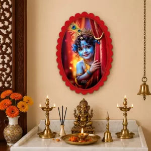 Lord Shree Krishna Wall Decorative Showpiece 6 X 8 Inch | 4 MM MDF Wooden Glossy Sublimation Print | Back Hook Wall Hanging | Home Temple & Living Room Decor (F57484) Lord Shree Krishna Wall Decorative Showpiece 6 X 8 Inch | 4 MM MDF Wooden Glossy Sublimation Print | Back Hook Wall Hanging | Home Temple & Living Room Decor (F57484)