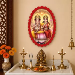 Ganesha And Lakshmi Wall Decorative Showpiece 6 X 8 Inch | 4 MM MDF Wooden Glossy Sublimation Print | Back Hook Wall Hanging | Home Temple & Living Room Decor (F57486) Ganesha And Lakshmi Wall Decorative Showpiece 6 X 8 Inch | 4 MM MDF Wooden Glossy Sublimation Print | Back Hook Wall Hanging | Home Temple & Living Room Decor (F57486)