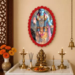 Vishnu Wall Decorative Showpiece 6 X 8 Inch | 4 MM MDF Wooden Glossy Sublimation Print | Back Hook Wall Hanging | Home Temple & Living Room Decor (F57491) Vishnu Wall Decorative Showpiece 6 X 8 Inch | 4 MM MDF Wooden Glossy Sublimation Print | Back Hook Wall Hanging | Home Temple & Living Room Decor (F57491)
