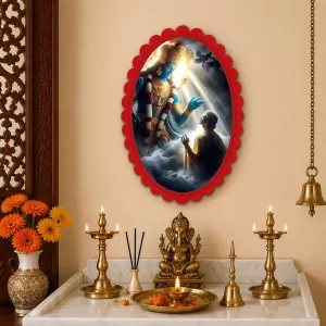 Shiva Wall Decorative Showpiece 6 X 8 Inch | 4 MM MDF Wooden Glossy Sublimation Print | Back Hook Wall Hanging | Home Temple & Living Room Decor (F57496)