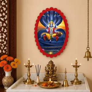 Vishnu Wall Decorative Showpiece 6 X 8 Inch | 4 MM MDF Wooden Glossy Sublimation Print | Back Hook Wall Hanging | Home Temple & Living Room Decor (F57501) Vishnu Wall Decorative Showpiece 6 X 8 Inch | 4 MM MDF Wooden Glossy Sublimation Print | Back Hook Wall Hanging | Home Temple & Living Room Decor (F57501)