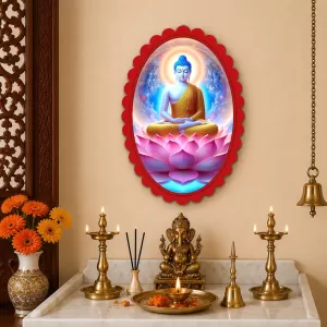 Buddha Wall Decorative Showpiece 6 X 8 Inch | 4 MM MDF Wooden Glossy Sublimation Print | Back Hook Wall Hanging | Home Temple & Living Room Decor (F57506) Buddha Wall Decorative Showpiece 6 X 8 Inch | 4 MM MDF Wooden Glossy Sublimation Print | Back Hook Wall Hanging | Home Temple & Living Room Decor (F57506)