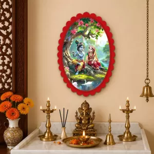 Shree Krishna And Shree Radha Wall Decorative Showpiece 6 X 8 Inch | 4 MM MDF Wooden Glossy Sublimation Print | Back Hook Wall Hanging | Home Temple & Living Room Decor (F57512) Shree Krishna And Shree Radha Wall Decorative Showpiece 6 X 8 Inch | 4 MM MDF Wooden Glossy Sublimation Print | Back Hook Wall Hanging | Home Temple & Living Room Decor (F57512)