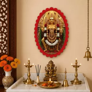 Goddess Durga Wall Decorative Showpiece 6 X 8 Inch | 4 MM MDF Wooden Glossy Sublimation Print | Back Hook Wall Hanging | Home Temple & Living Room Decor (F57514)
