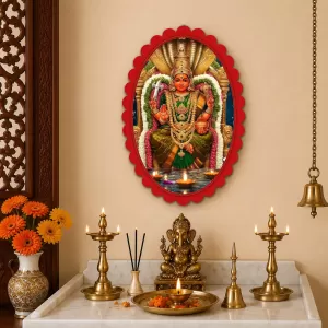 Maa Kali Wall Decorative Showpiece 6 X 8 Inch | 4 MM MDF Wooden Glossy Sublimation Print | Back Hook Wall Hanging | Home Temple & Living Room Decor (F57517)