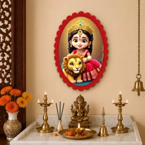 Durga Wall Decorative Showpiece 6 X 8 Inch | 4 MM MDF Wooden Glossy Sublimation Print | Back Hook Wall Hanging | Home Temple & Living Room Decor (F57526) Durga Wall Decorative Showpiece 6 X 8 Inch | 4 MM MDF Wooden Glossy Sublimation Print | Back Hook Wall Hanging | Home Temple & Living Room Decor (F57526)