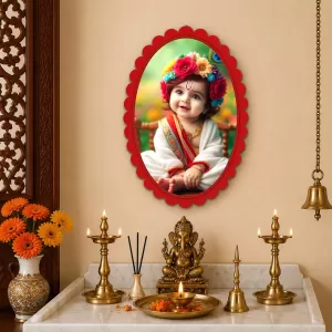 Lord Krishna Wall Decorative Showpiece 6 X 8 Inch | 4 MM MDF Wooden Glossy Sublimation Print | Back Hook Wall Hanging | Home Temple & Living Room Decor (F57536) Lord Krishna Wall Decorative Showpiece 6 X 8 Inch | 4 MM MDF Wooden Glossy Sublimation Print | Back Hook Wall Hanging | Home Temple & Living Room Decor (F57536)
