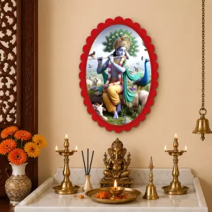 Shree Krishna Wall Decorative Showpiece 6 X 8 Inch | 4 MM MDF Wooden Glossy Sublimation Print | Back Hook Wall Hanging | Home Temple & Living Room Decor (F57543) Shree Krishna Wall Decorative Showpiece 6 X 8 Inch | 4 MM MDF Wooden Glossy Sublimation Print | Back Hook Wall Hanging | Home Temple & Living Room Decor (F57543)