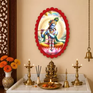 Shree Krishna Wall Decorative Showpiece 6 X 8 Inch | 4 MM MDF Wooden Glossy Sublimation Print | Back Hook Wall Hanging | Home Temple & Living Room Decor (F57551) Shree Krishna Wall Decorative Showpiece 6 X 8 Inch | 4 MM MDF Wooden Glossy Sublimation Print | Back Hook Wall Hanging | Home Temple & Living Room Decor (F57551)