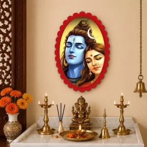 Shiva And Parvati Wall Decorative Showpiece 6 X 8 Inch | 4 MM MDF Wooden Glossy Sublimation Print | Back Hook Wall Hanging | Home Temple & Living Room Decor (F57571) Shiva And Parvati Wall Decorative Showpiece 6 X 8 Inch | 4 MM MDF Wooden Glossy Sublimation Print | Back Hook Wall Hanging | Home Temple & Living Room Decor (F57571)