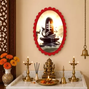Shiva Wall Decorative Showpiece 6 X 8 Inch | 4 MM MDF Wooden Glossy Sublimation Print | Back Hook Wall Hanging | Home Temple & Living Room Decor (F57573)