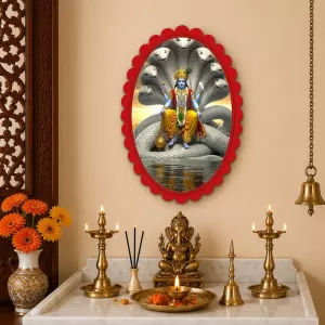Lord Vishnu Wall Decorative Showpiece 6 X 8 Inch | 4 MM MDF Wooden Glossy Sublimation Print | Back Hook Wall Hanging | Home Temple & Living Room Decor (F57635) Lord Vishnu Wall Decorative Showpiece 6 X 8 Inch | 4 MM MDF Wooden Glossy Sublimation Print | Back Hook Wall Hanging | Home Temple & Living Room Decor (F57635)
