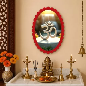 Om Wall Decorative Showpiece 6 X 8 Inch | 4 MM MDF Wooden Glossy Sublimation Print | Back Hook Wall Hanging | Home Temple & Living Room Decor (F57651)