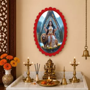 Durga Wall Decorative Showpiece 6 X 8 Inch | 4 MM MDF Wooden Glossy Sublimation Print | Back Hook Wall Hanging | Home Temple & Living Room Decor (F57653) Durga Wall Decorative Showpiece 6 X 8 Inch | 4 MM MDF Wooden Glossy Sublimation Print | Back Hook Wall Hanging | Home Temple & Living Room Decor (F57653)