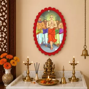 Adi Shankara Wall Decorative Showpiece 6 X 8 Inch | 4 MM MDF Wooden Glossy Sublimation Print | Back Hook Wall Hanging | Home Temple & Living Room Decor (F57656)