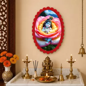 Shree Krishna Wall Decorative Showpiece 6 X 8 Inch | 4 MM MDF Wooden Glossy Sublimation Print | Back Hook Wall Hanging | Home Temple & Living Room Decor (F57671) Shree Krishna Wall Decorative Showpiece 6 X 8 Inch | 4 MM MDF Wooden Glossy Sublimation Print | Back Hook Wall Hanging | Home Temple & Living Room Decor (F57671)