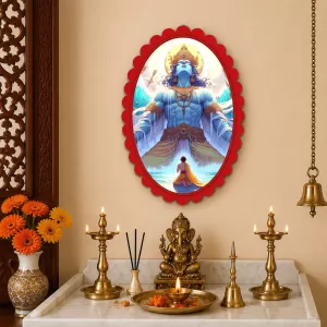 Vishnu Wall Decorative Showpiece 6 X 8 Inch | 4 MM MDF Wooden Glossy Sublimation Print | Back Hook Wall Hanging | Home Temple & Living Room Decor (F57672) Vishnu Wall Decorative Showpiece 6 X 8 Inch | 4 MM MDF Wooden Glossy Sublimation Print | Back Hook Wall Hanging | Home Temple & Living Room Decor (F57672)