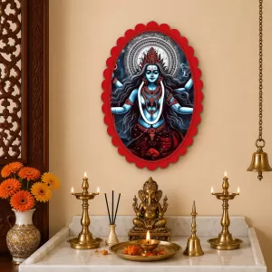 Lord Shiva Wall Decorative Showpiece 6 X 8 Inch | 4 MM MDF Wooden Glossy Sublimation Print | Back Hook Wall Hanging | Home Temple & Living Room Decor (F57691)