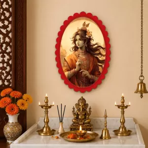 Krishna Wall Decorative Showpiece 6 X 8 Inch | 4 MM MDF Wooden Glossy Sublimation Print | Back Hook Wall Hanging | Home Temple & Living Room Decor (F57719) Krishna Wall Decorative Showpiece 6 X 8 Inch | 4 MM MDF Wooden Glossy Sublimation Print | Back Hook Wall Hanging | Home Temple & Living Room Decor (F57719)