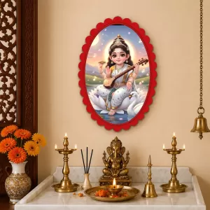 Saraswati Wall Decorative Showpiece 6 X 8 Inch | 4 MM MDF Wooden Glossy Sublimation Print | Back Hook Wall Hanging | Home Temple & Living Room Decor (F57730) Saraswati Wall Decorative Showpiece 6 X 8 Inch | 4 MM MDF Wooden Glossy Sublimation Print | Back Hook Wall Hanging | Home Temple & Living Room Decor (F57730)