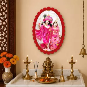 Shree Krishna And Shree Radha Wall Decorative Showpiece 6 X 8 Inch | 4 MM MDF Wooden Glossy Sublimation Print | Back Hook Wall Hanging | Home Temple & Living Room Decor (F57731) Shree Krishna And Shree Radha Wall Decorative Showpiece 6 X 8 Inch | 4 MM MDF Wooden Glossy Sublimation Print | Back Hook Wall Hanging | Home Temple & Living Room Decor (F57731)