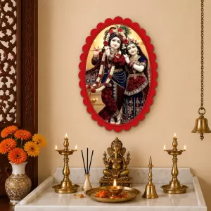 Krishna And Radha Wall Decorative Showpiece 6 X 8 Inch | 4 MM MDF Wooden Glossy Sublimation Print | Back Hook Wall Hanging | Home Temple & Living Room Decor (F57741) Krishna And Radha Wall Decorative Showpiece 6 X 8 Inch | 4 MM MDF Wooden Glossy Sublimation Print | Back Hook Wall Hanging | Home Temple & Living Room Decor (F57741)